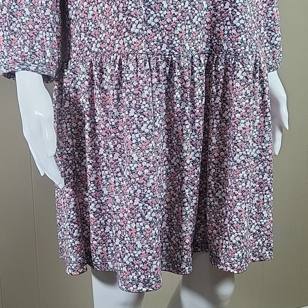 Banana Republic Ditsy Floral Print Long Sleeve Drop Waist Ruffle Hem Dress
